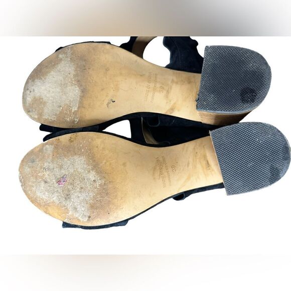 Free People Rosie Ruffle Black Suede Heels Size 39 (8.5) Block Heel - Picture 9 of 12